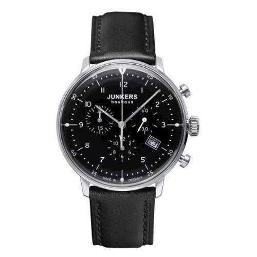 Image of 6086-2 Junkers Bauhaus Chronograph herreur<br>sort urskive og sort læderurrem*